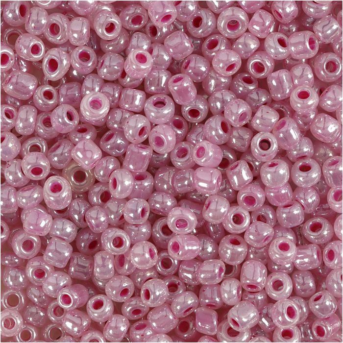 Perles de rocaille, d 3 mm, dim. 8/0, diamètre intérieur 0,6-1,0 mm, rose, 25 gr/ 1 Pq.