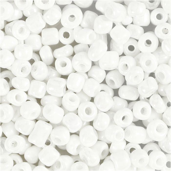 Perles de rocaille, d 4 mm, dim. 6/0, diamètre intérieur 0,9-1,2 mm, nacré, 25 gr/ 1 Pq.