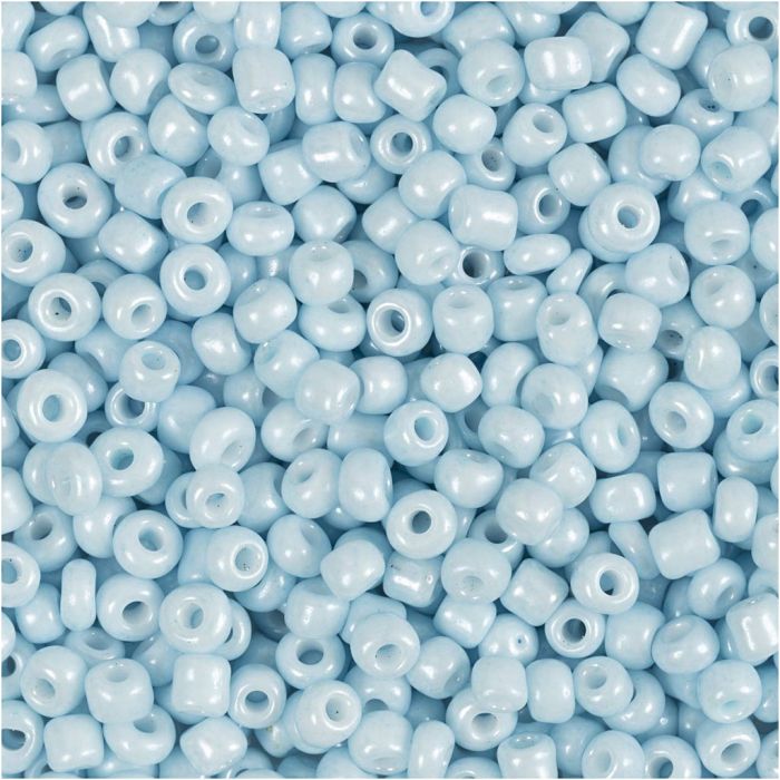 Perles de rocaille, d 3 mm, dim. 8/0, diamètre intérieur 0,6-1,0 mm, bleu clair, 25 gr/ 1 Pq.