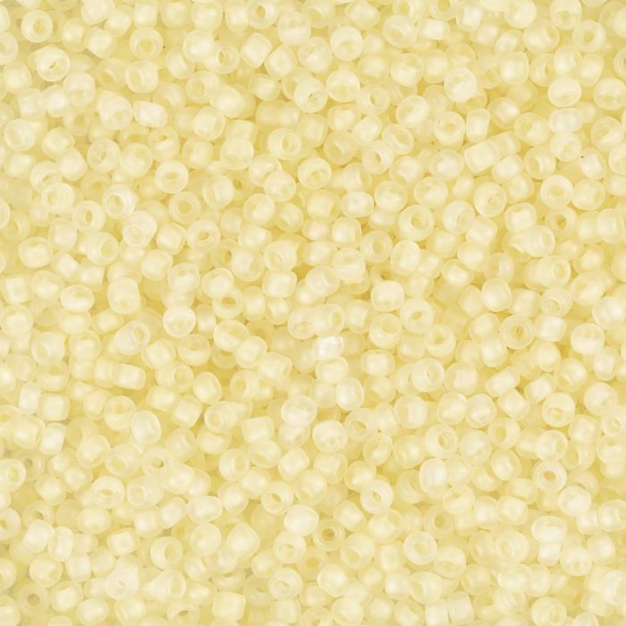 Perles de rocaille, dim. 15/0, d 1.7 mm, diamètre intérieur 0,5-0,8 mm, matt frozen, blanc, 25 gr/ 1 Pq.