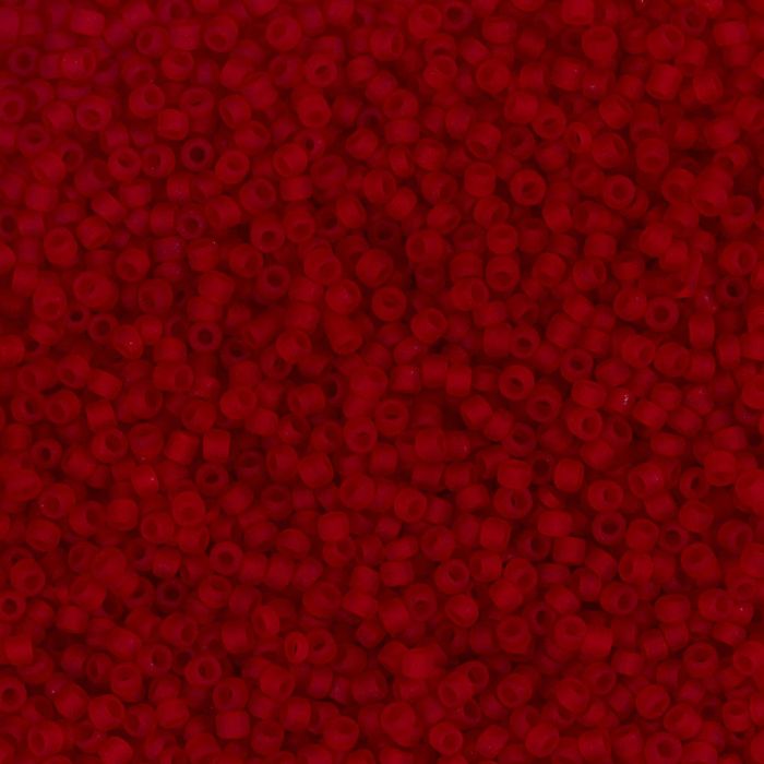 Perles de rocaille, dim. 15/0, d 1.7 mm, diamètre intérieur 0,5-0,8 mm, matt frozen, rouge, 25 gr/ 1 Pq.