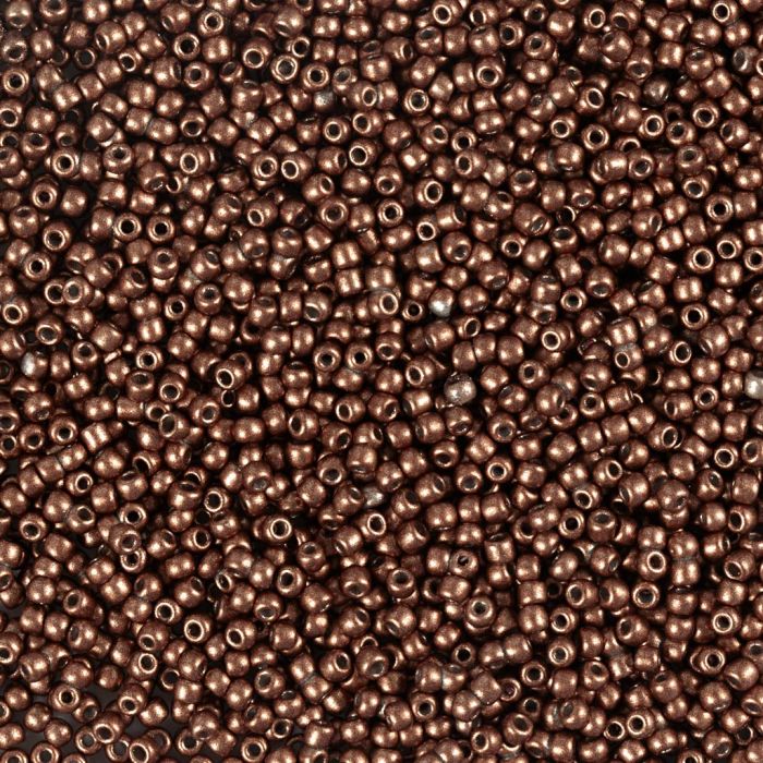 Perles de rocaille, dim. 15/0, d 1.7 mm, diamètre intérieur 0,5-0,8 mm, matt frozen, copper, 25 gr/ 1 Pq.