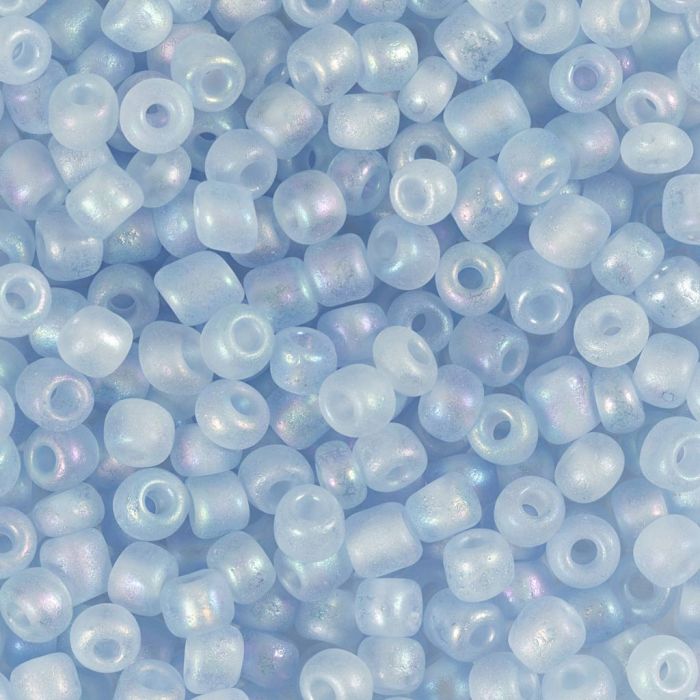 Perles de rocaille, dim. 6/0, d 4 mm, diamètre intérieur 0,9-1,2 mm, light blue center, 25 gr/ 1 Pq.