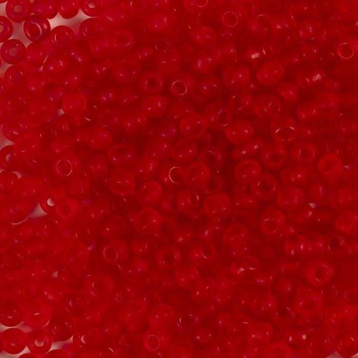 Perles de rocaille, dim. 8/0, d 3 mm, diamètre intérieur 0,6-1,0 mm, matt frozen, rouge, 25 gr/ 1 Pq.