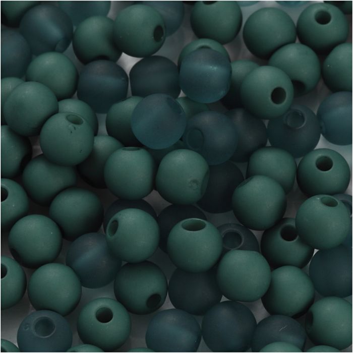 Perles en plastique, d 6 mm, diamètre intérieur 2 mm, ca. 150 pièce, vert bouteille, 40 gr/ 1 Pq.