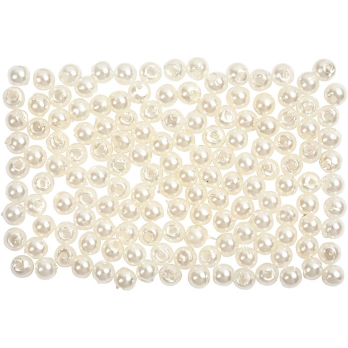 Perles de Cire, d 3 mm, diamètre intérieur 0,7 mm, nacré, 150 pièces/ 1 Pq.
