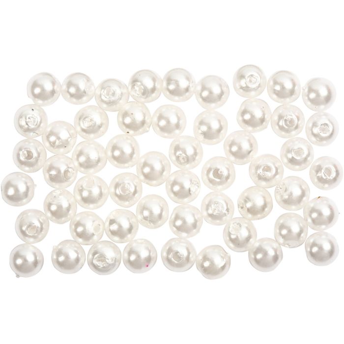 Perles de Cire, d 5 mm, diamètre intérieur 0,7 mm, nacré, 100 pièces/ 1 Pq.