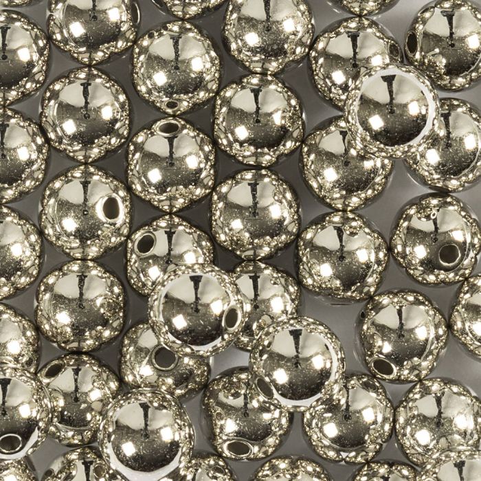 Perles de Cire, d 8 mm, diamètre intérieur 1 mm, argent, 50 pièces/ 1 Pq.