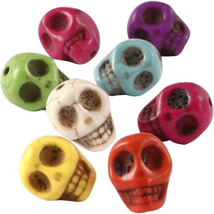 Howlite, d 12 mm, diamètre intérieur 1,5 mm, Couleurs vives, 32 pièces/ 1 Pq.