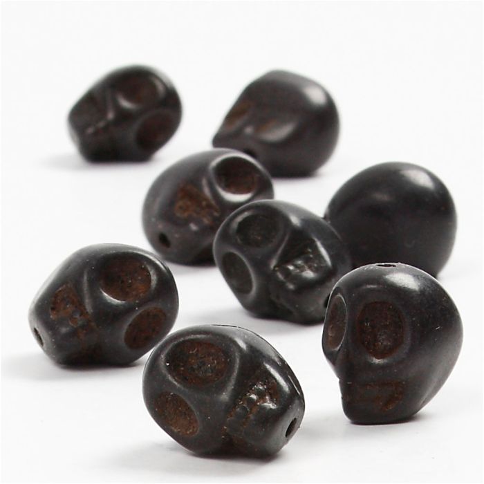 Howlite, d 12 mm, diamètre intérieur 1,5 mm, noir, 32 pièces/ 1 Pq.
