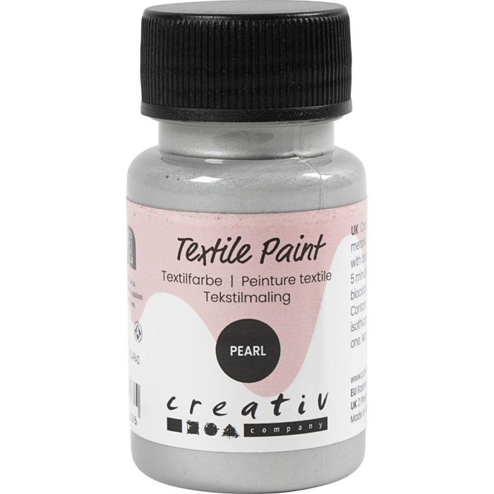 Peinture Textile, nacré, opaque, argent, 50 ml/ 1 flacon