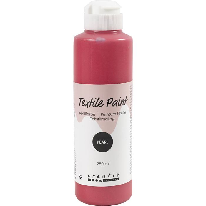 Peinture Textile, nacré, opaque, rouge, 250 ml/ 1 flacon