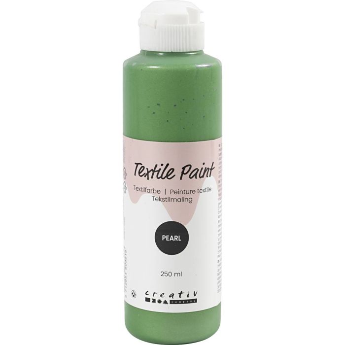 Peinture Textile, nacré, opaque, vert brillant, 250 ml/ 1 flacon