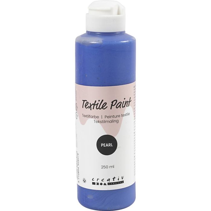 Peinture Textile, nacré, opaque, bleu, 250 ml/ 1 flacon
