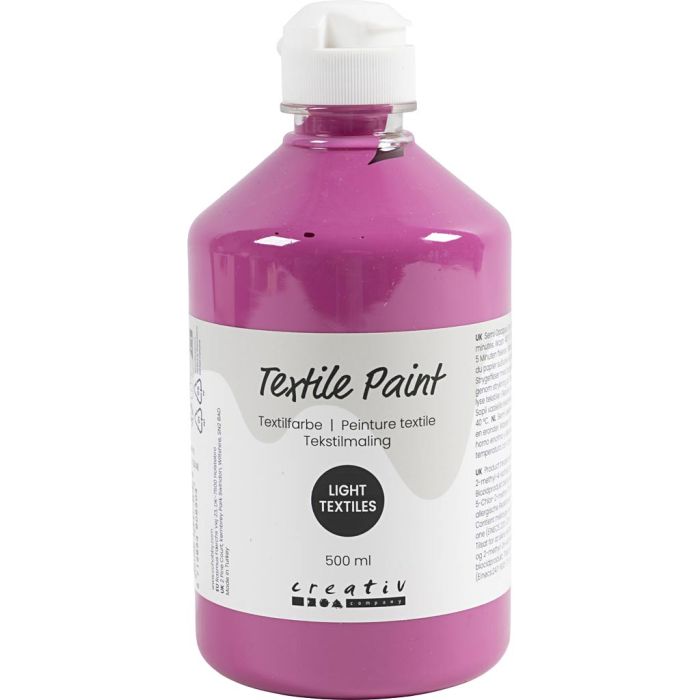 Peinture textile, semi opaque, rose, 500 ml/ 1 flacon