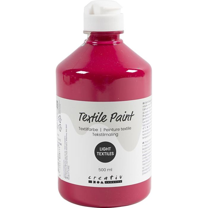 Peinture textile, semi opaque, rouge primaire, 500 ml/ 1 flacon