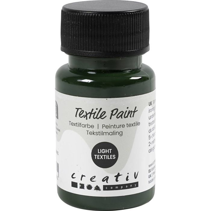Peinture textile, semi opaque, vert olive, 50 ml/ 1 flacon