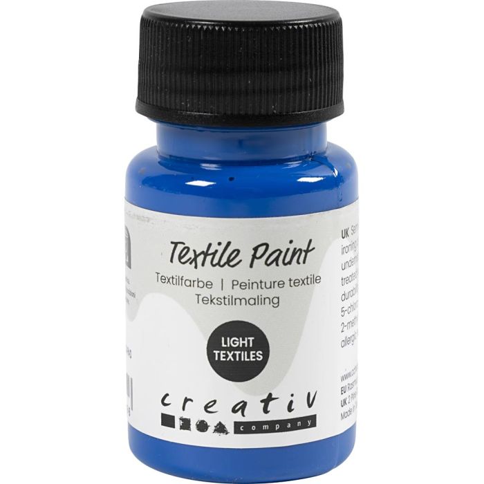 Peinture textile, semi opaque, bleu primaire, 50 ml/ 1 flacon