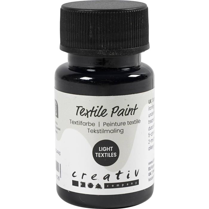 Peinture textile, semi opaque, noir, 50 ml/ 1 flacon