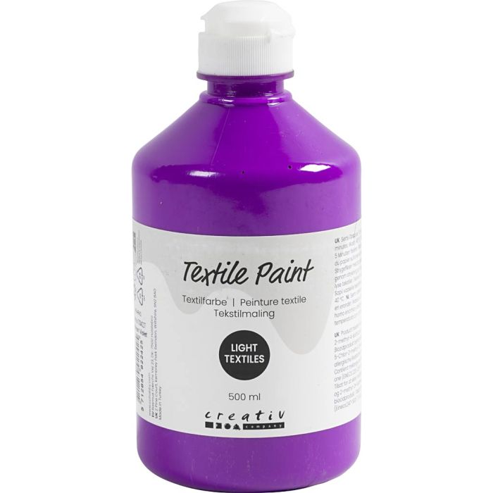 Peinture textile, semi opaque, violet néon, 500 ml/ 1 flacon