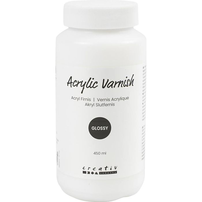 Vernis Acrylique, brillante, transparent, blanc, 450 ml/ 1 flacon