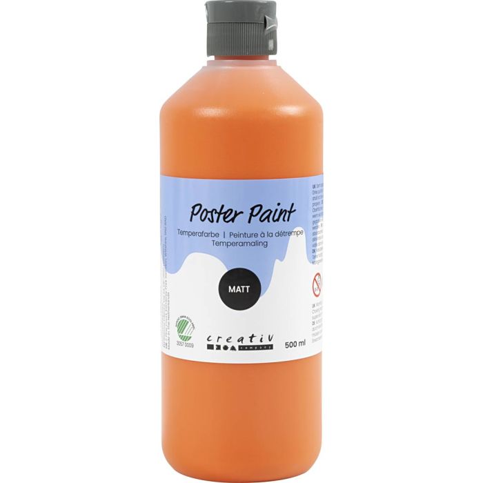 Peinture à la détrempe, mate, semi opaque, orange, 500 ml/ 1 flacon