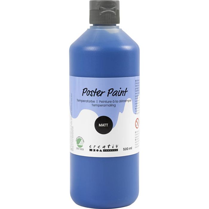 Peinture à la détrempe, mate, semi opaque, bleu foncé, 500 ml/ 1 flacon