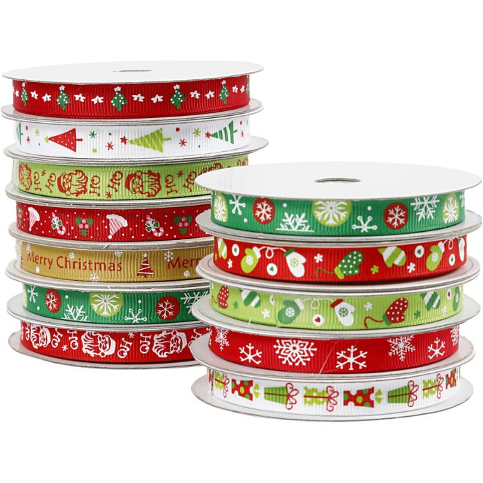 Ruban de Noël, L : 10 mm, 36 m, 12x3 m/ 1 Pq.