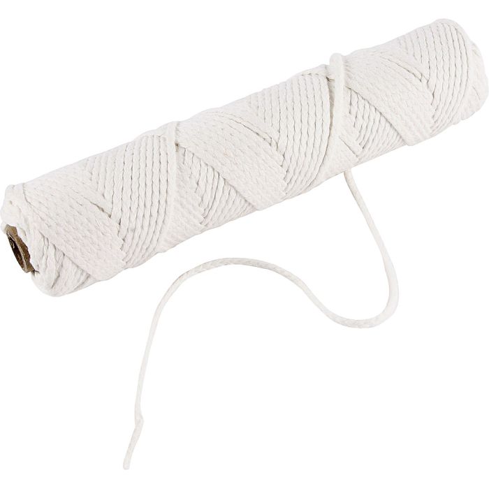 Mèche de bougie pour stéarine, Convient aux bougies moulées d’un diamètre de 50 à 70 mm, L : 2 mm, 100 gr, 80 m/ 1 rouleau
