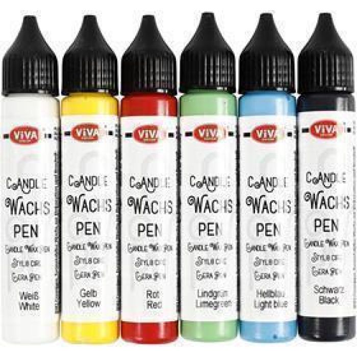 Stylos à bougies, Couleurs vives, 6x28 ml/ 1 Pq.