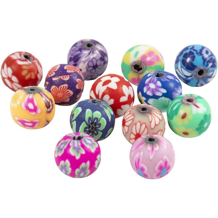 Perles FIMO, Rond, d 10 mm, diamètre intérieur 1 mm, 50 pièces/ 1 sac