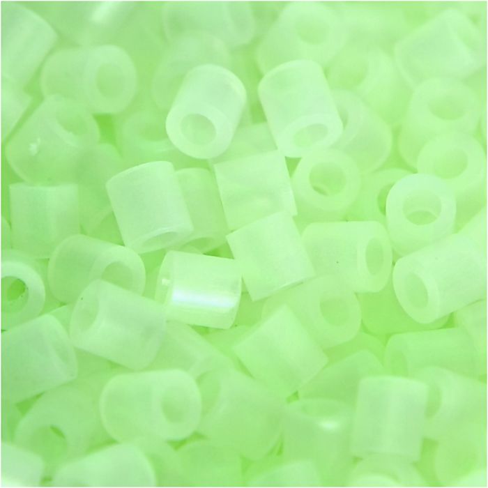 Perles à repasser, dim. 5x5 mm, diamètre intérieur 2,5 mm, medium, phosphorescente, 6000 pièces/ 1 Pq.