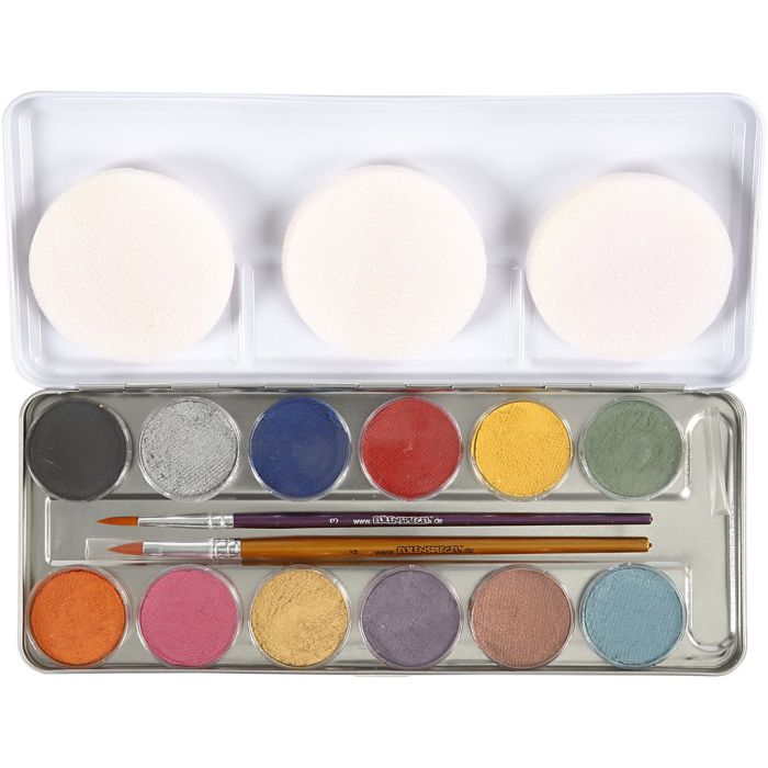 Maquillage Visage à Base d'eau, blanc, 12 couleurs/ 1 set