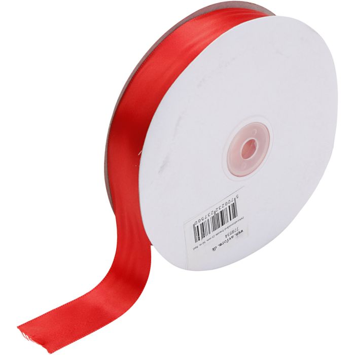 Ruban de satin, L : 25 mm, rouge, 50 m/ 1 rouleau