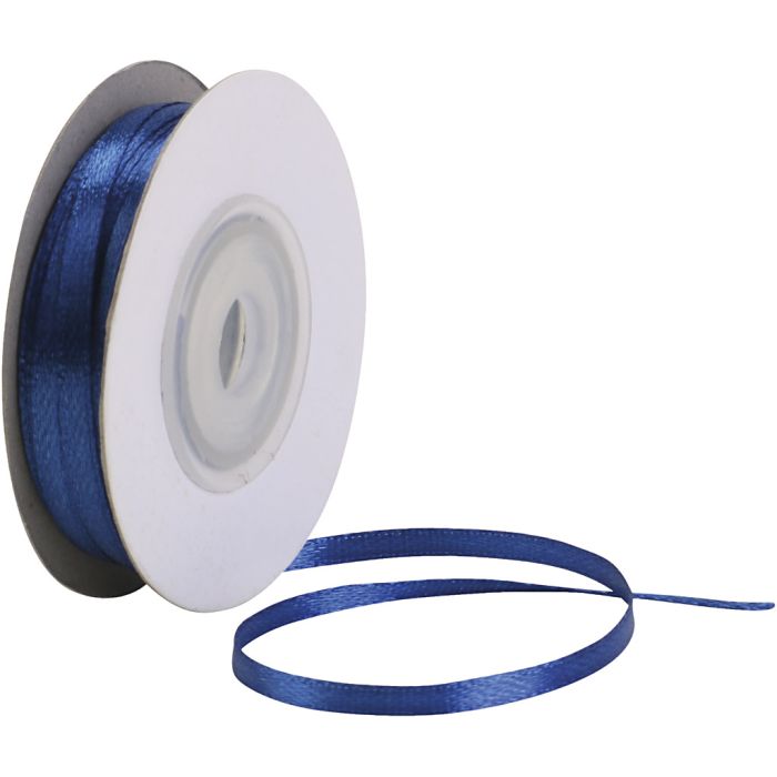 Ruban de satin, L : 3 mm, bleu roi, 30 m/ 1 rouleau