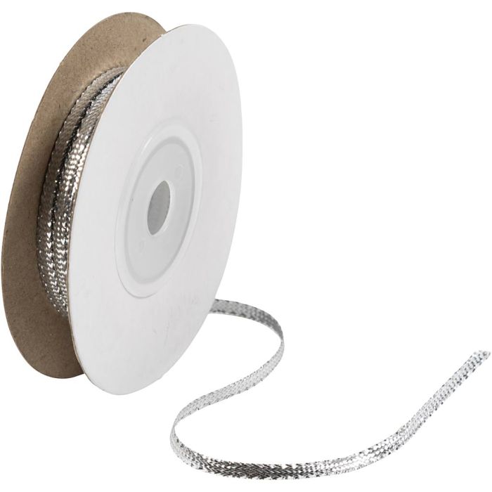 Ruban métallique, L : 3,5 mm, couleur argentée, 20 m/ 1 rouleau