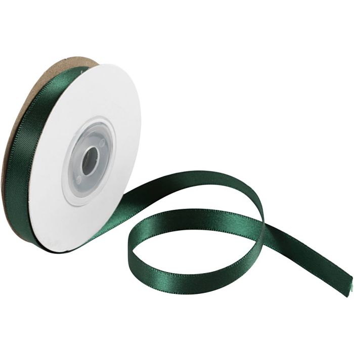 Ruban de satin, L : 10 mm, vert, 10 m/ 1 rouleau