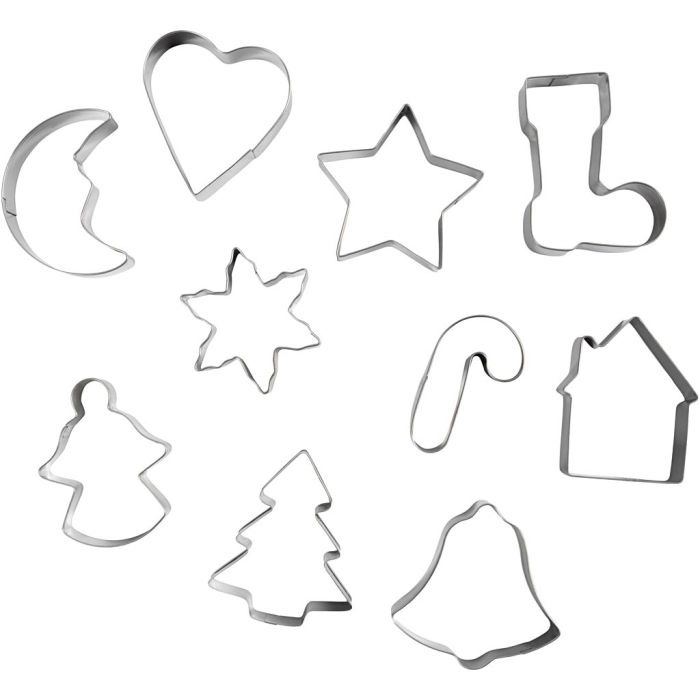 Emporte-pièces, Formes de Noël, dim. 3-5,7 cm, 10 pièce/ 1 Pq.