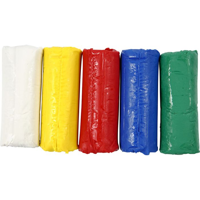Pâte à Modeler , H : 9,5 cm, ass. de couleurs, 5x80 gr/ 1 seau