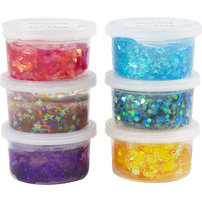 Sequin Clay, harmonie bleu/vert, harmonie violet/rose, 6x60 gr/ 1 Pq.