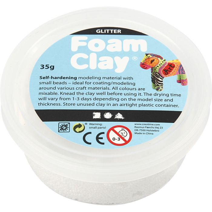 Foam Clay®, paillettes, blanc, 35 gr/ 1 boîte