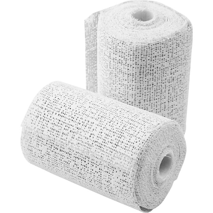 Gaze plâtrée, L : 2,7 m, L : 7,5 cm, blanc, 2 rouleau/ 1 Pq.