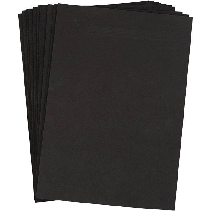 Feuille de Mousse, A4, feuille 210x297 mm, ép. 2 mm, noir, 10 flles/ 1 Pq.