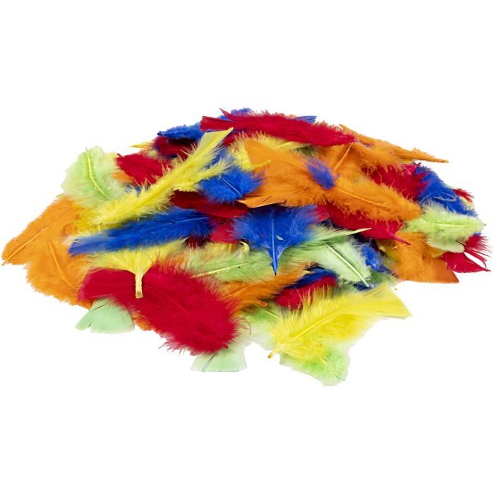Duvet, dim. 7-15 cm, ass. de couleurs, 100 gr/ 1 sac