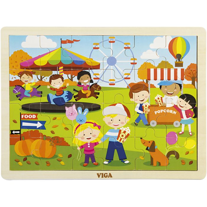 Puzzle en bois VIGA, les saisons , L'automne, dim. 30x22,5 cm, 24 pièces, 1 pièce