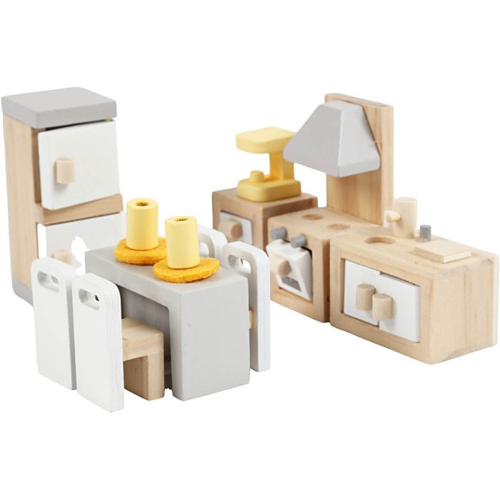 VIGA Meubles pour maison de poupée, dim. 2x2x7,5 cm, 9 morceaux/ 1 set