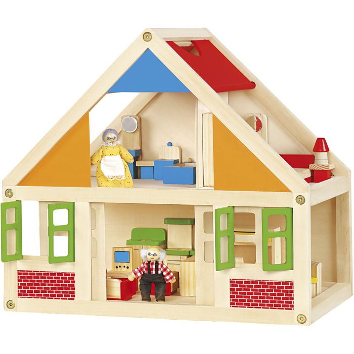 Maison de poupée en bois VIGA, dim. 43x40x27 cm, 1 pièce