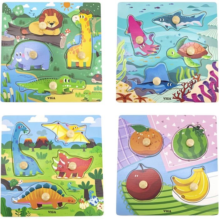 Puzzle VIGA avec Boutons, H : 26 mm, L : 22 cm, 4 pièces/ 1 Pq.