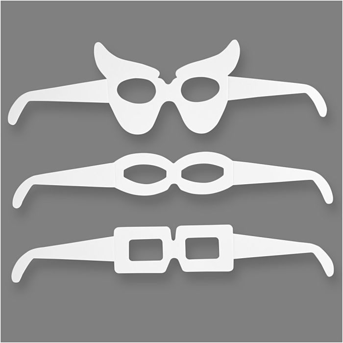 Lunettes, H : 4,5-10 cm, L : 32 cm, 230 gr, blanc, 16 pièces/ 1 Pq.