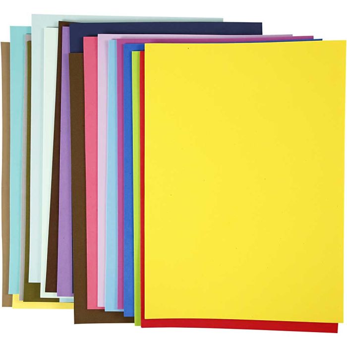 Feuille de Mousse, A3, feuille 297x420 mm, ca. 2 mm, 20 flles ass./ 1 Pq.